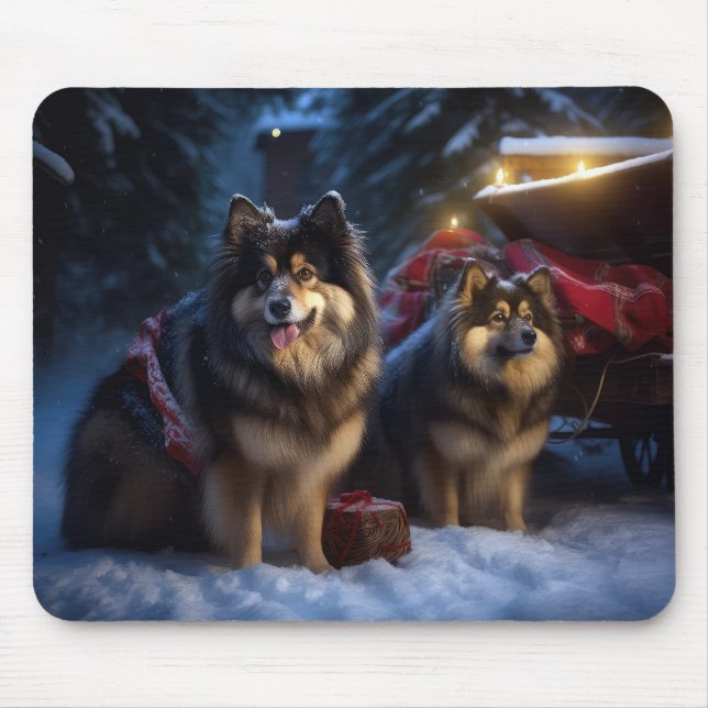 Finnish Lapphund Snowy Sleigh Christmas Decor  Mouse Mat (Front)