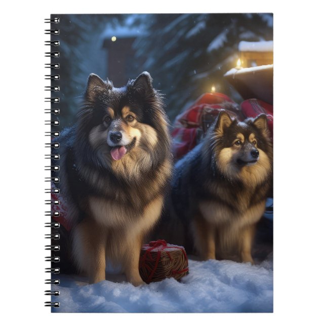Finnish Lapphund Snowy Sleigh Christmas Decor  Notebook (Front)
