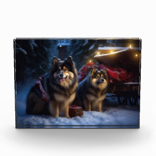 Finnish Lapphund Snowy Sleigh Christmas Decor  Photo Block
