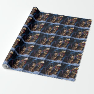 Finnish Lapphund Snowy Sleigh Christmas Decor  Wrapping Paper