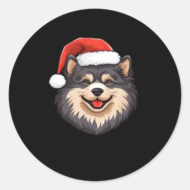 Finnish Lapphund Ugly Sweater Christmas Classic T- Classic Round Sticker (Front)