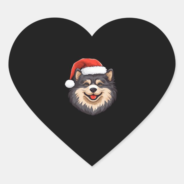 Finnish Lapphund Ugly Sweater Christmas Classic T- Heart Sticker (Front)