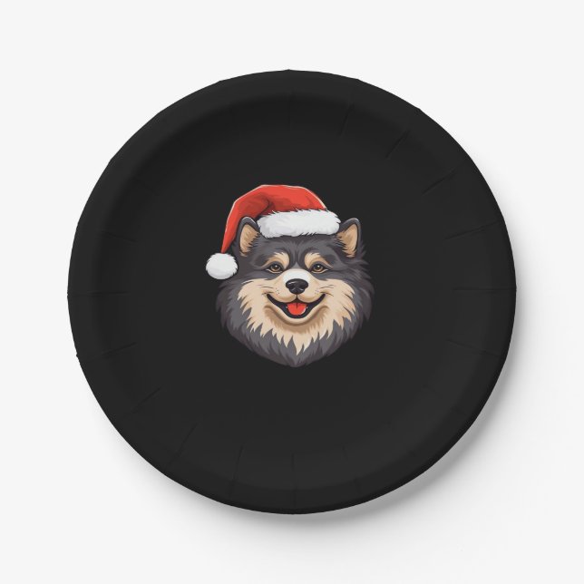 Finnish Lapphund Ugly Sweater Christmas Classic T- Paper Plate (Front)