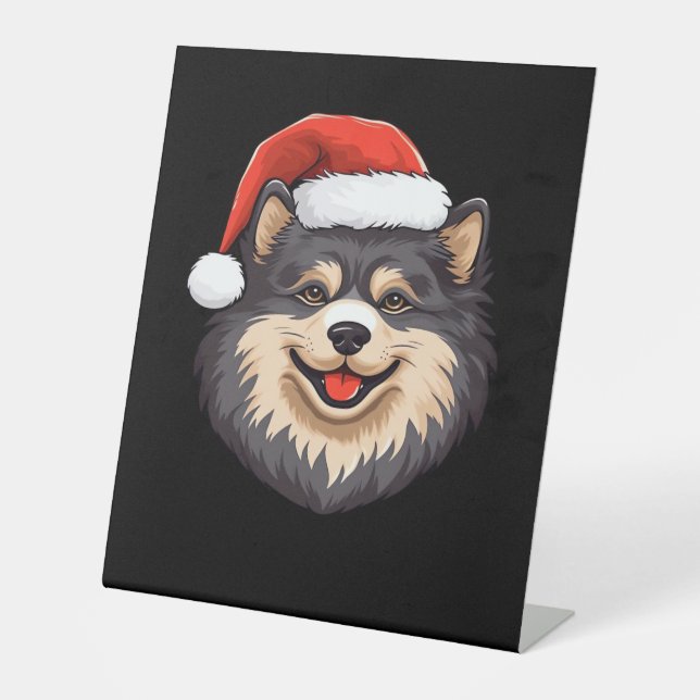 Finnish Lapphund Ugly Sweater Christmas Classic T- Pedestal Sign (Front)