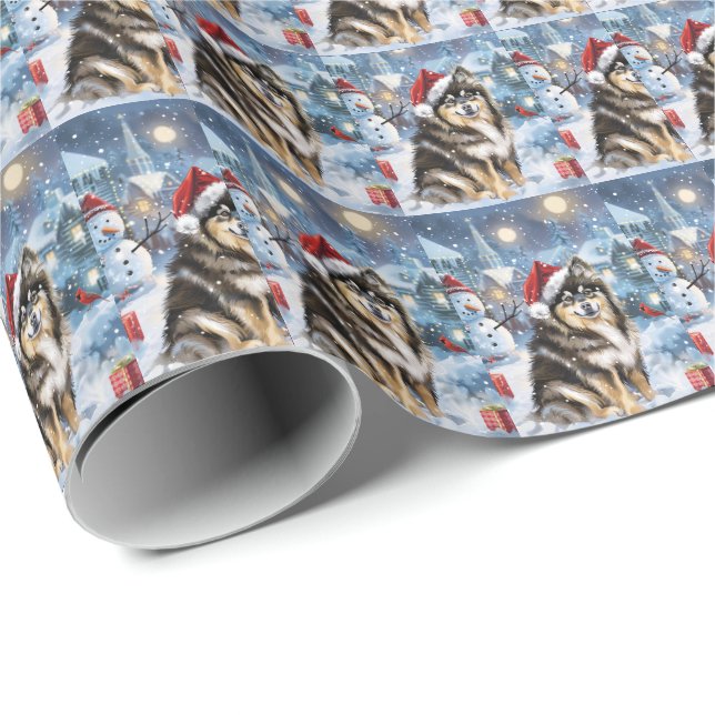 Finnish Lapphund Winter Wonderland Christmas Joy  Wrapping Paper (Roll Corner)