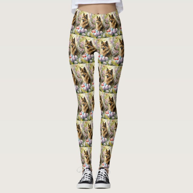 Finnish Lapphund  with Easter Eggs Leggings (Front)