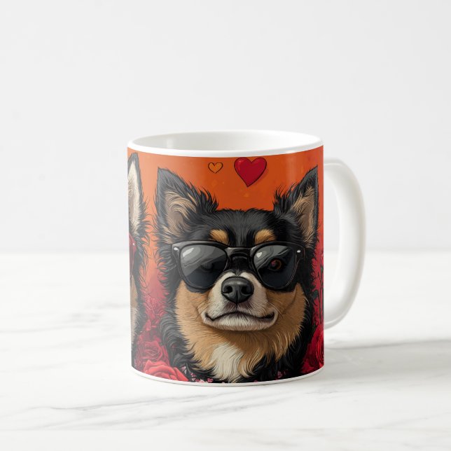 Finnish Lapphund With Heart Roses Valentine's Day Coffee Mug (Front Right)