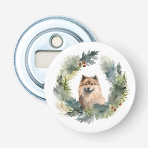 Finnish lappund Christmas Wreath Festive Pup Bottle Opener
