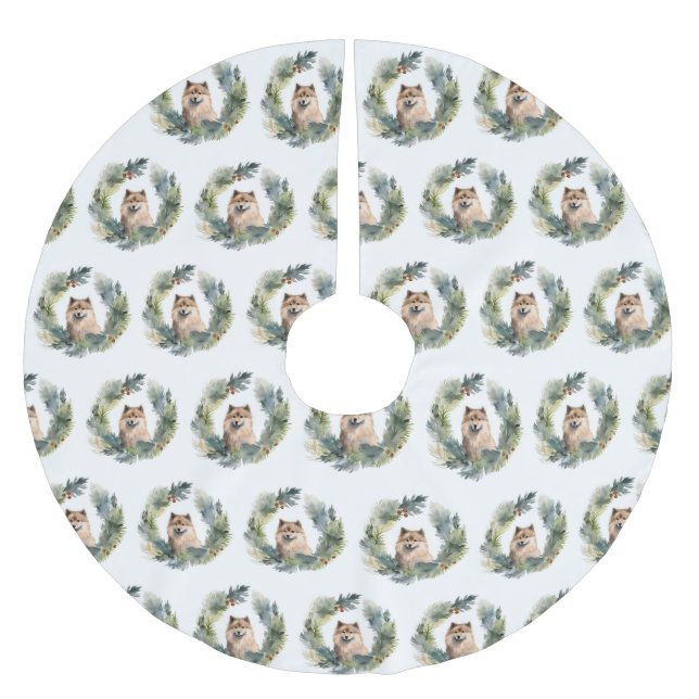 Finnish lappund Christmas Wreath Festive Pup Brushed Polyester Tree Skirt (Front)