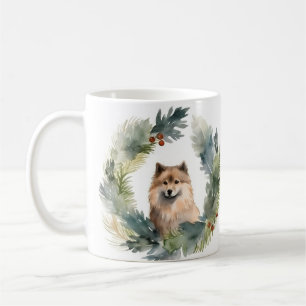 Finnish lappund Christmas Wreath Festive Pup Coffee Mug