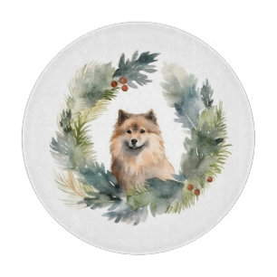 Finnish lappund Christmas Wreath Festive Pup Cutting Board