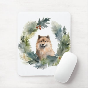 Finnish lappund Christmas Wreath Festive Pup Mouse Mat