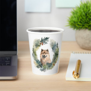 Finnish lappund Christmas Wreath Festive Pup Paper Cups