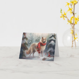 Finnish Lappund Dog in Snow Christmas  Card