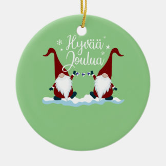 Finnish Merry Christmas Finland Gift Tee Hyvaa Jou Ceramic Tree Decoration