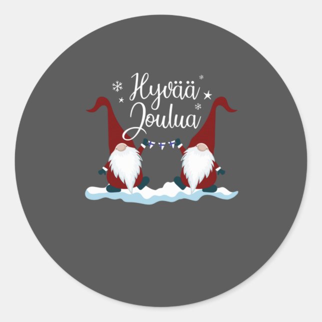 Finnish Merry Christmas Finland Gift Tee Hyvaa Jou Classic Round Sticker (Front)