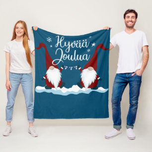Finnish Merry Christmas Finland Gift Tee Hyvaa Jou Fleece Blanket