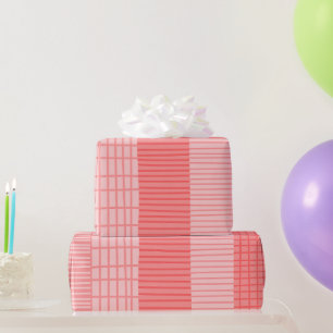 Finnish Patchwork Stripe Pattern in Blush Pink Wrapping Paper