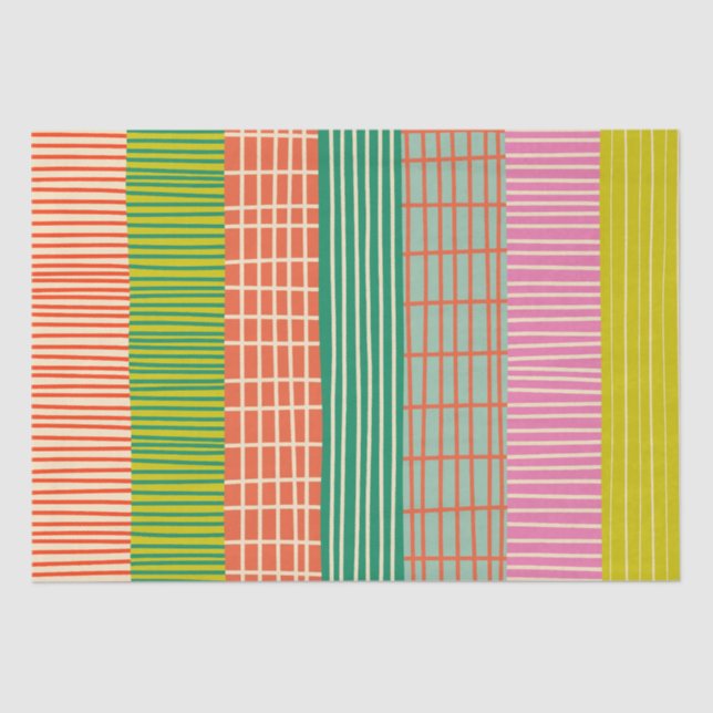 Finnish Patchwork Stripes Colourful Pattern Tissue Paper (Front)