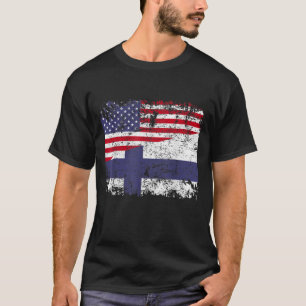 FINNISH ROOTS Half American Flag USA FINLAND FLAG T-Shirt