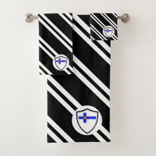 Finnish shield flag-coat arms bath towel set