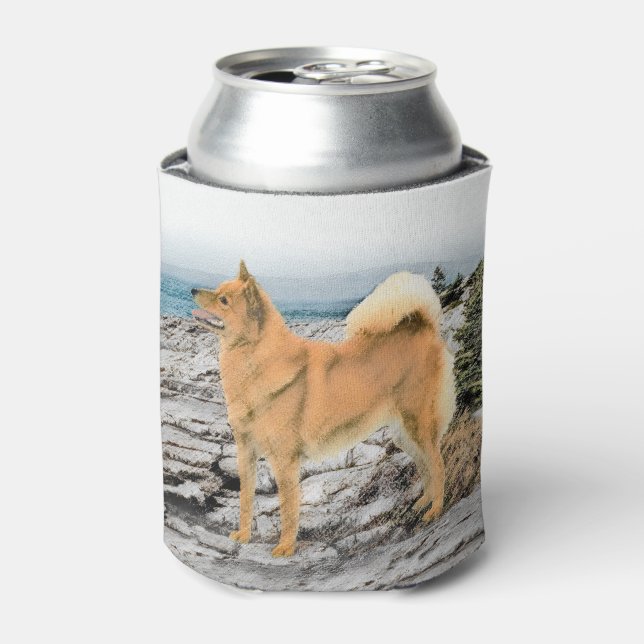 Finnish Spitz at Seashore Painting - Dog Art Can Cooler (Can Front)