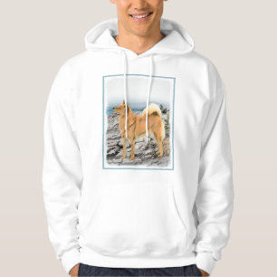 Finnish Spitz at Seashore Painting - Dog Art Hoodie