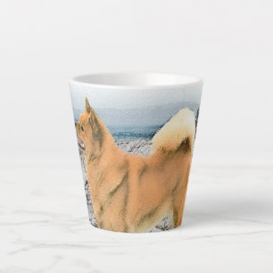 Finnish Spitz at Seashore Painting - Dog Art Latte Mug