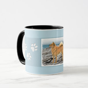 Finnish Spitz at Seashore Painting - Dog Art Mug