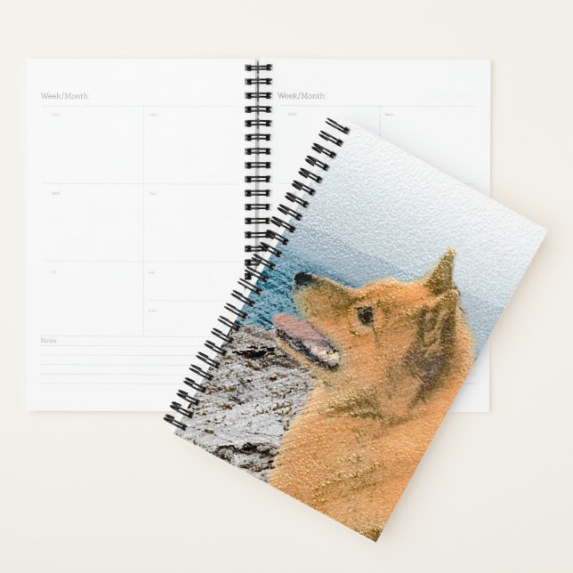 Finnish Spitz at Seashore Painting - Dog Art Planner (Display)