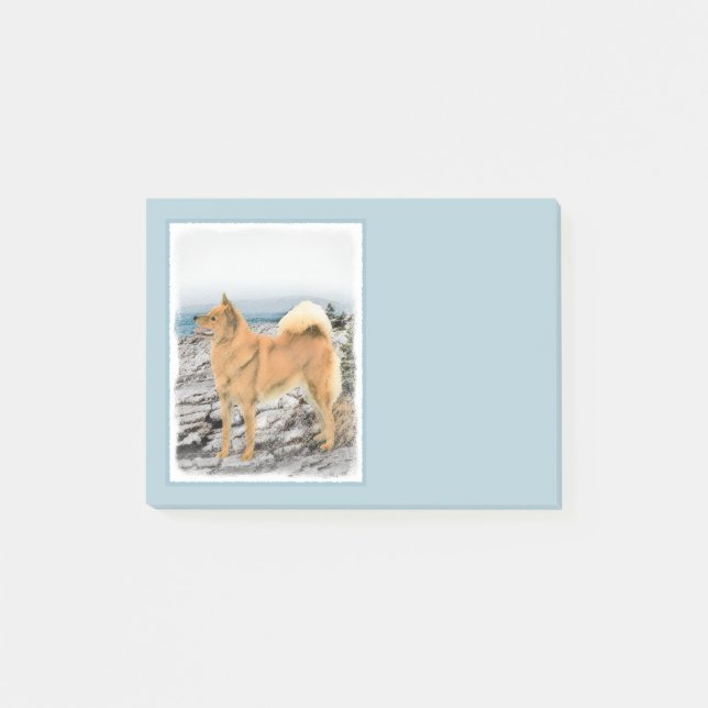 Finnish Spitz at Seashore Painting - Dog Art Post-it Notes (Front)