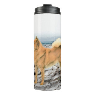 Finnish Spitz at Seashore Painting - Dog Art Thermal Tumbler