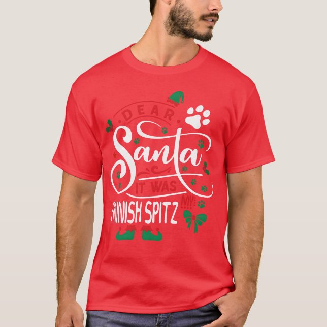 Finnish Spitz Dog Christmas Dog breed retro friend T-Shirt (Front)
