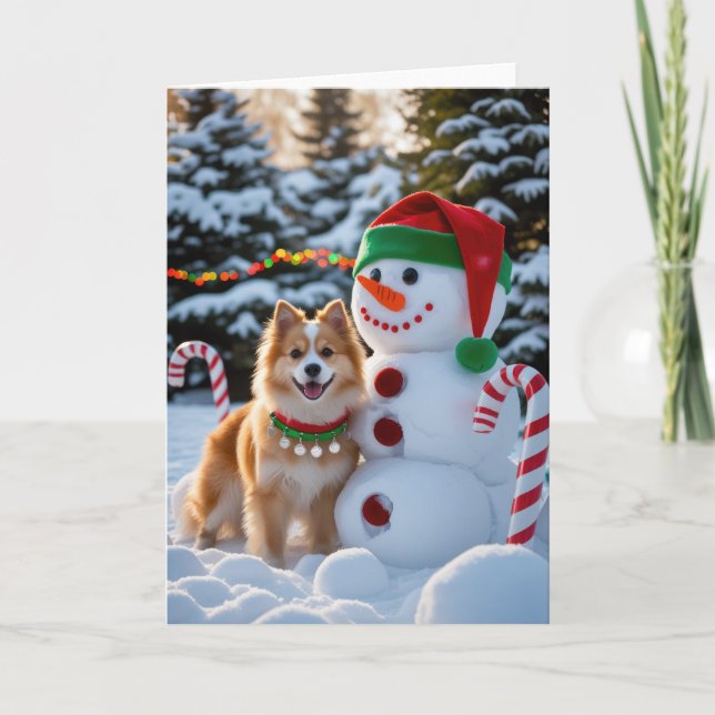 Finnish Spitz Dog Christmas Greeting Card (Front)
