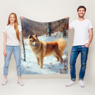 Finnish Spitz Let It Snow Christmas  Fleece Blanket