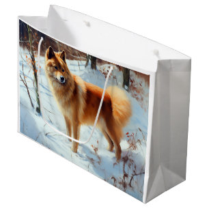 Finnish Spitz Let It Snow Christmas Large Gift Bag