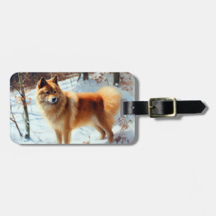Finnish Spitz Let It Snow Christmas Luggage Tag