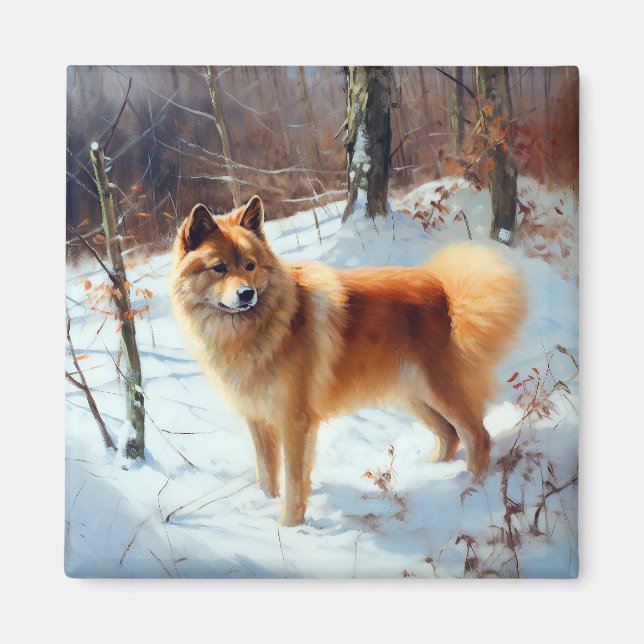 Finnish Spitz Let It Snow Christmas  Magnet (Front)