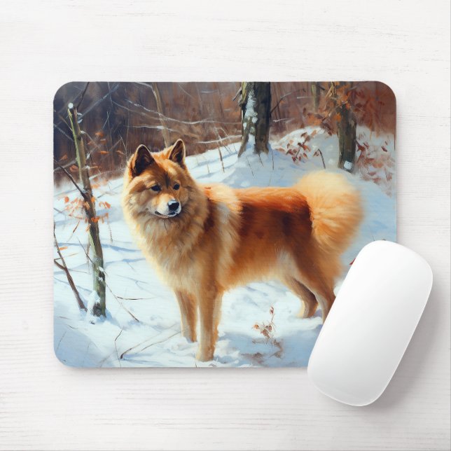 Finnish Spitz Let It Snow Christmas  Mouse Mat (With Mouse)