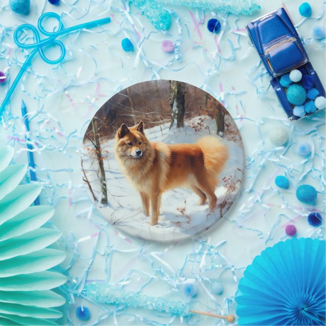 Finnish Spitz Let It Snow Christmas  Paper Plate (Party)