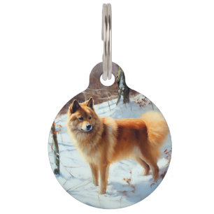 Finnish Spitz Let It Snow Christmas  Pet Tag