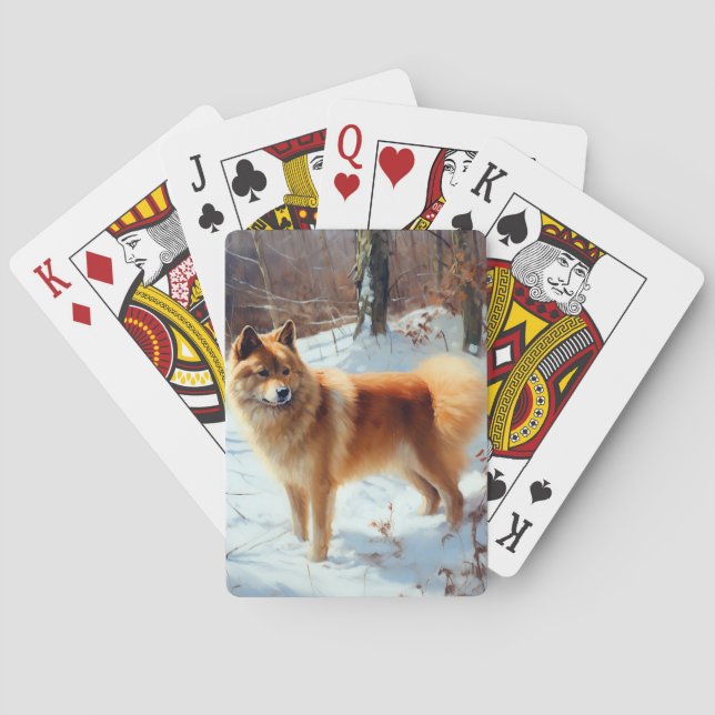 Finnish Spitz Let It Snow Christmas  Playing Cards (Back)