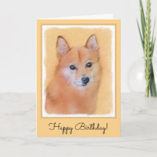 Finnish Spitz Painting - Cute Original Dog Art Card