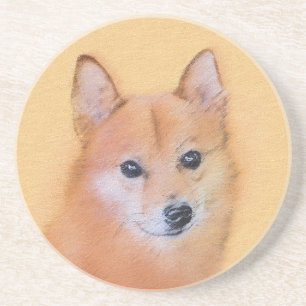 Finnish Spitz Painting - Cute Original Dog Art Coaster
