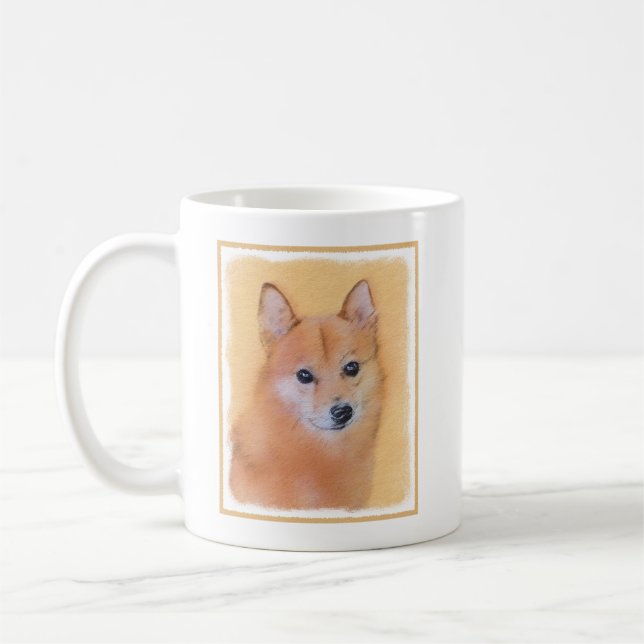 Finnish Spitz Painting - Cute Original Dog Art Coffee Mug (Left)