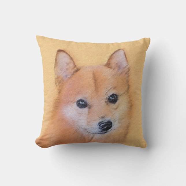 Finnish Spitz Painting - Cute Original Dog Art Cushion (Front)