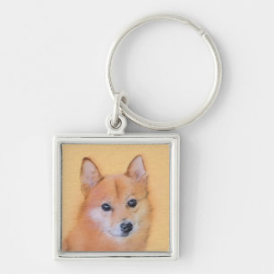Finnish Spitz Painting - Cute Original Dog Art Key Ring