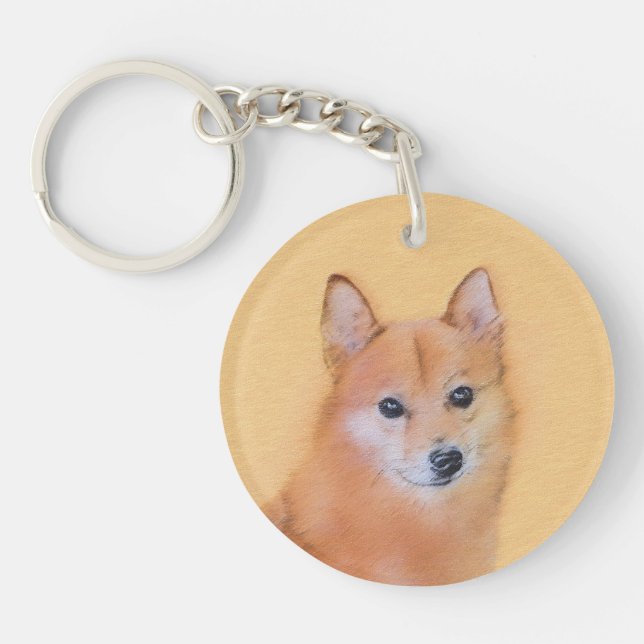 Finnish Spitz Painting - Cute Original Dog Art Key Ring (Front)
