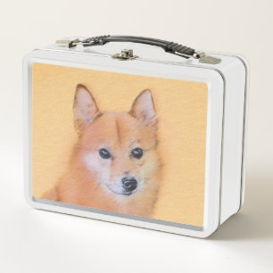 Finnish Spitz Painting - Cute Original Dog Art Metal Lunch Box