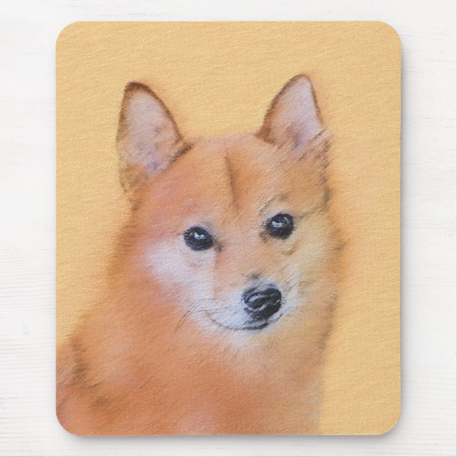 Finnish Spitz Painting - Cute Original Dog Art Mouse Mat (Front)